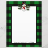 Glimlachende sneeuwman Buffalo Plaid Papier Statio (Voorkant)