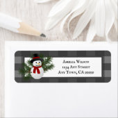 Glimlachende sneeuwman Buffalo Plaid Retour Adresl Etiket (Insitu)