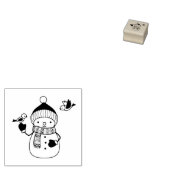 Glimlachende sneeuwman in gebreid Pet en sjaal 1x1 Rubberstempel (Gestempeld)