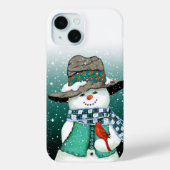Glimlachende sneeuwman, kardinaal in een sneeuwsto Case-Mate iPhone case (Achterkant)