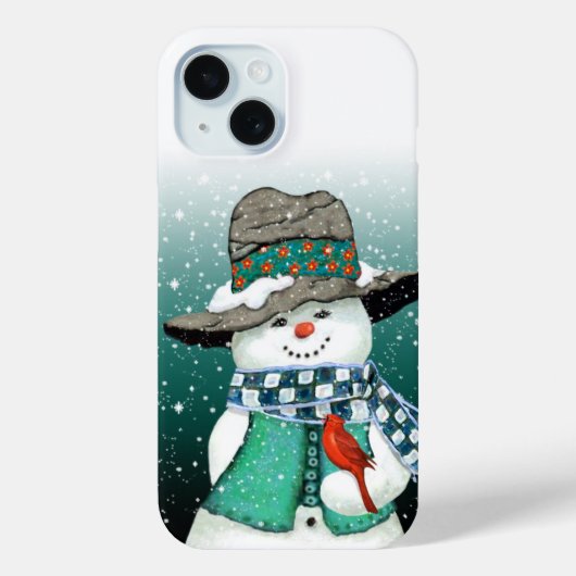 Glimlachende sneeuwman, kardinaal in een sneeuwsto Case-Mate iPhone case (Achterkant)