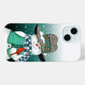 Glimlachende sneeuwman, kardinaal in een sneeuwsto Case-Mate iPhone case (Achterkant (horizontaal))