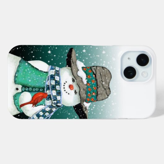 Glimlachende sneeuwman, kardinaal in een sneeuwsto Case-Mate iPhone case (Achterkant (horizontaal))