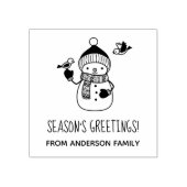 Glimlachende sneeuwman seizoenen Groeten Rubberstempel (Afrduk)