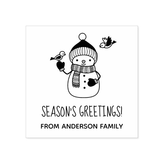 Glimlachende sneeuwman seizoenen Groeten Rubberstempel (Afrduk)