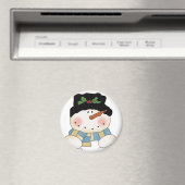 Glimlachende Sneeuwman Tshirts en geschenken Magneet (Insitu (Vaatwasser))