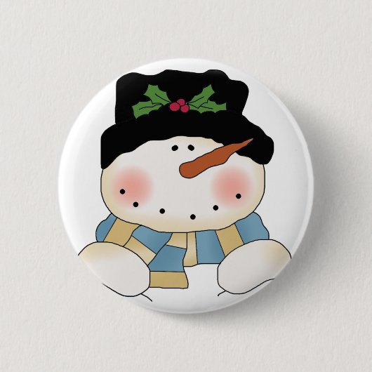 Glimlachende Sneeuwman Tshirts en geschenken Ronde Button 5,7 Cm (Voorkant)