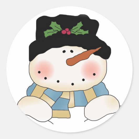 Glimlachende Sneeuwman Tshirts en geschenken Ronde Sticker (Voorkant)