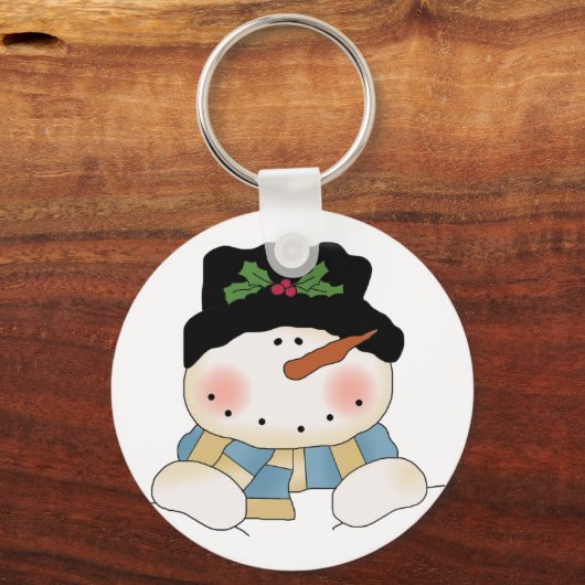 Glimlachende Sneeuwman Tshirts en geschenken Sleutelhanger (Voorkant)