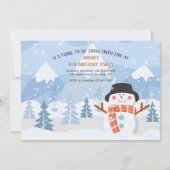 Glimlachende sneeuwman verjaardagsfeestje uitnodig kaart (Voorkant)