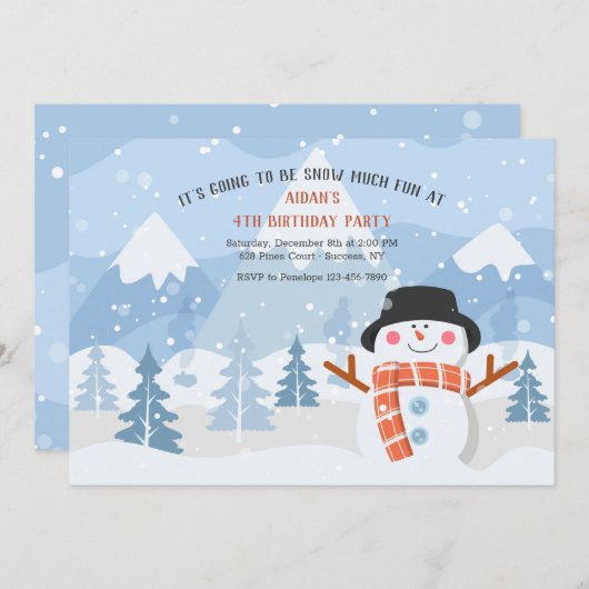 Glimlachende sneeuwman verjaardagsfeestje uitnodig kaart (Voorkant / Achterkant)