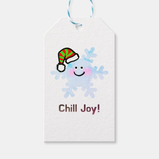Glimlachende Sneeuwvlok Kerstvreugde Cadeaulabel (Voorkant)