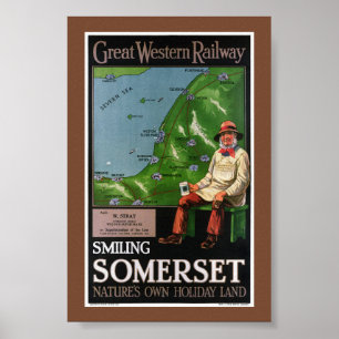 Glimlachende Somerset UK Vintage Poster 1940