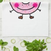 Glimlachende Strooide Donut Karakter Kunst Theedoek (Gevouwen)