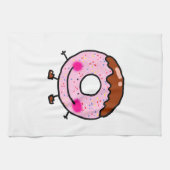 Glimlachende Strooide Donut Karakter Kunst Theedoek (Horizontaal)