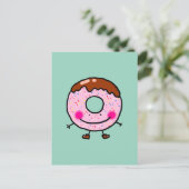 Glimlachende Strooidonut Karakter Kunst Briefkaart (Staand voorkant)