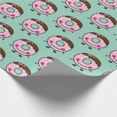 Glimlachende Strooidonut Karakter Kunst Cadeaupapier (Hoek)
