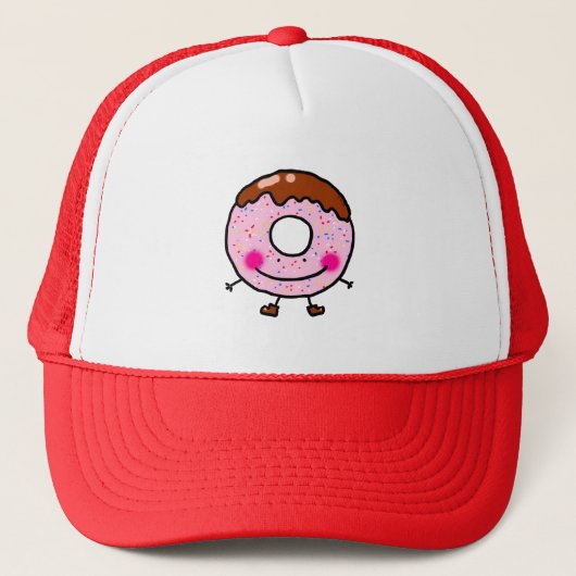 Glimlachende Strooidonut Karakter Kunst Trucker Pet (Voorkant)
