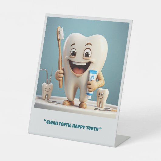 " GLIMLACHENDE TAND " RECLAMEBORD MET VOETSTUK (Voorkant)