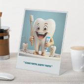 " GLIMLACHENDE TAND " RECLAMEBORD MET VOETSTUK (Insitu)