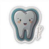 Glimlachende Tand Sticker: fleur je dag op!" Sticker (Voorkant)