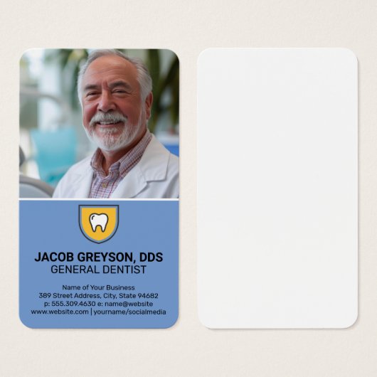 Glimlachende tandarts | Tandafschermpictogram Visitekaartje (Voorkant /achterkant)