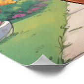 Glimlachende teddybeer met cadeaumand Valentijn Poster (Hoek)