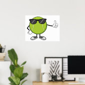 Glimlachende tennisbal met zonnebril poster (Thuiskantoor)