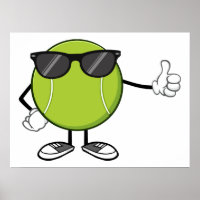 Glimlachende tennisbal met zonnebril