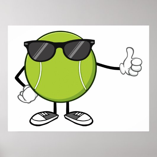 Glimlachende tennisbal met zonnebril poster (Voorkant)