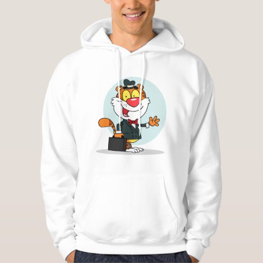 Glimlachende tijger met een aktetas Mannen hoodie (Voorkant)
