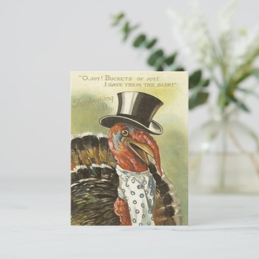 Glimlachende Turkije Top Hat Briefkaart (Staand voorkant)