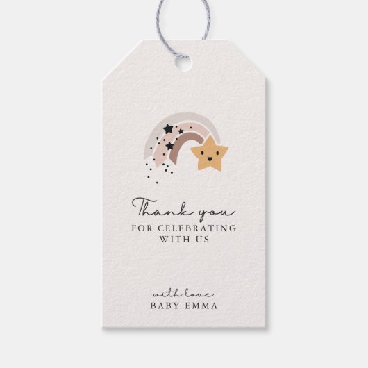 Glimlachende vallende ster Bedankt Cadeaulabel (Voorkant)