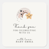 Glimlachende vallende ster Dank u Sticker (Voorkant)