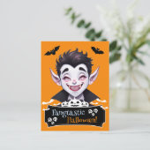 Glimlachende vampier Fantastische Halloween grappi Briefkaart (Staand voorkant)