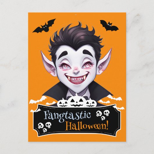 Glimlachende vampier Fantastische Halloween grappi Briefkaart (Voorkant)