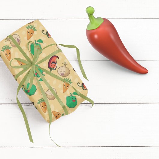 glimlachende Veggies Cadeaupapier