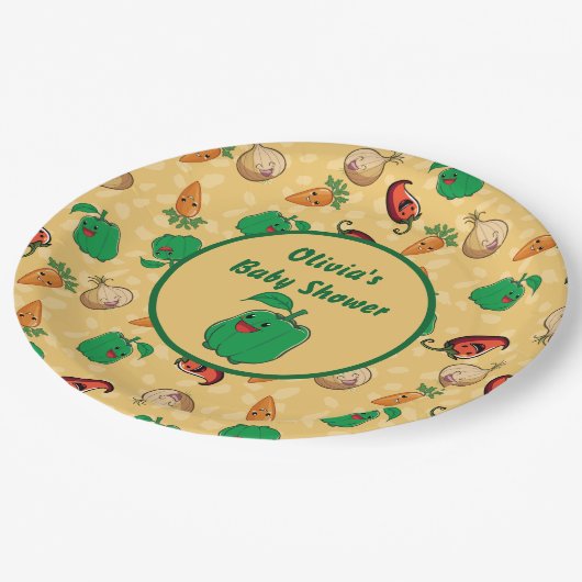 glimlachende Veggies Papieren Bordje (Gekanteld)