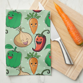 glimlachende Veggies Theedoek