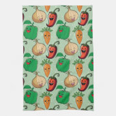 glimlachende Veggies Theedoek (Verticaal)