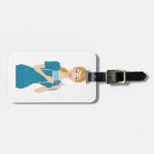 Glimlachende verpleegster met spuit bagagelabel (Voorkant horizontaal)