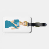 Glimlachende verpleegster met spuit bagagelabel (Achterkant horizontaal)