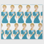 Glimlachende verpleegster met spuit cadeaupapier (Vlak)