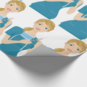 Glimlachende verpleegster met spuit cadeaupapier