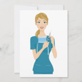 Glimlachende verpleegster met spuit kaart (Voorkant)