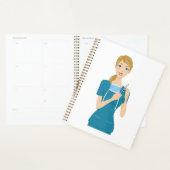 Glimlachende verpleegster met spuit planner (Display)