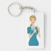 Glimlachende verpleegster met spuit sleutelhanger (Voorkant)