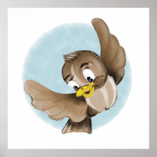 glimlachende vogel poster