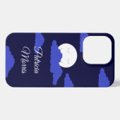 Glimlachende Volle Maan met Wolken: Donkerblauw iPhone Hoesje (Achterkant horizontaal)