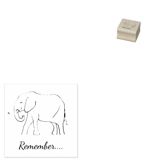 Glimlachende vreedzame Baby olifant onthouden Rubberstempel (Gestempeld)